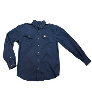 Carhartt Navy Long-Sleeve Button-Down Work Shirt Thick High Quality Like New